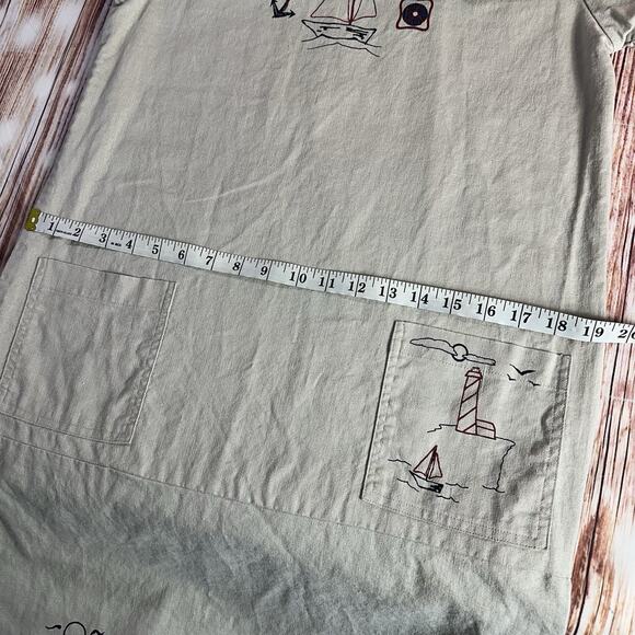 Vintage Y2K Christopher & Banks Sz 8 Linen Blend Sailboat Boat Midi Shift Dress - Picture 4 of 9